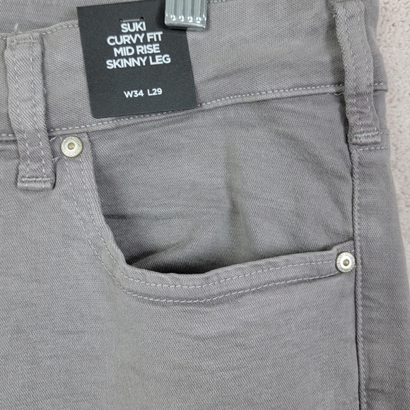 Silver Jeans Gray Suki Curvy Mid Rise Skinny Denim Jeans Sz‎ 34x29 Plus Size NEW - Picture 7 of 13